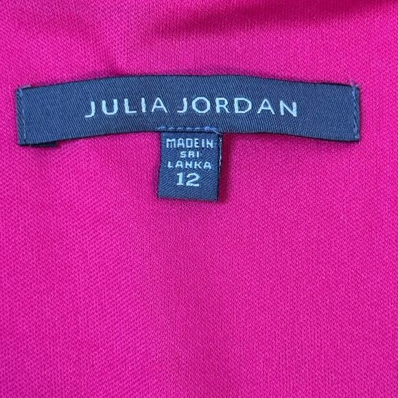 Julia Jordon Pink / Raspberry Long Sleeve Lapel Neck Wrap Midi Dress Size 12 NWT - Picture 10 of 15